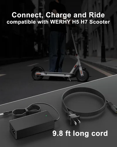 Miniatura 3 de VHBW Reemplazo de 42 V compatible con cargador eléctrico WERHY H5 H7 – Carga rápida y segura para batería de litio de 36 V