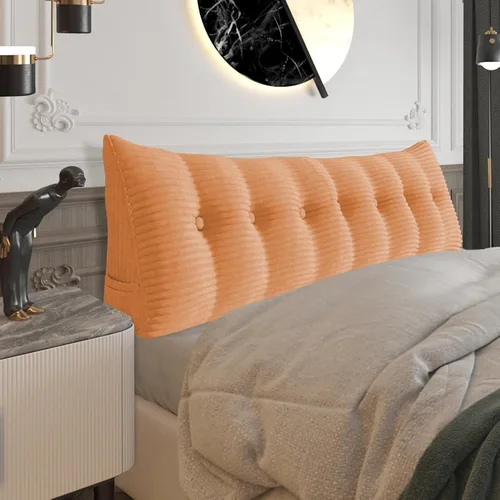 Miniatura 20 de Almohada de cabecera gruesa totalmente rellena individual XL, cabecero acolchado de dormitorio, soporte suave y firme, cojín grande triangular, Azul