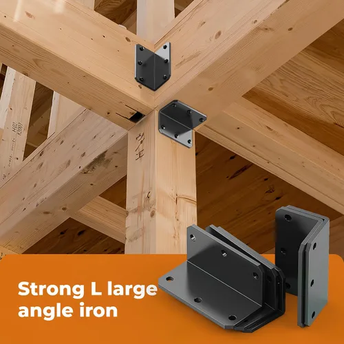 Miniatura 7 de Soporte de esquina galvanizado de 2 x 4 pulgadas, soportes de hierro en ángulo de 90 grados con agujeros, soporte de junta de metal, soporte