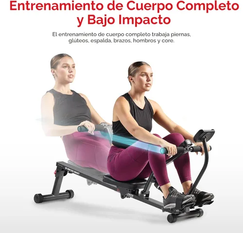 Miniatura 2 de Sunny Health & Fitness Máquina de remo compacta ajustable con 12 niveles de resistencia para entrenamientos corporales completos y aplicación