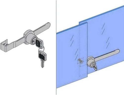 Miniatura 5 de Sissinda Cerradura de puerta corrediza de vidrio con cerradura de trinquete con acabado cromado, seguridad, con llave igual (2 unidades)