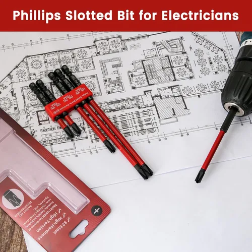Miniatura 7 de Phillips - Brocas ranuradas para electricistas, LATTOOK - Juego de 6 brocas para electricistas, destornillador, brocas combinadas para interruptores
