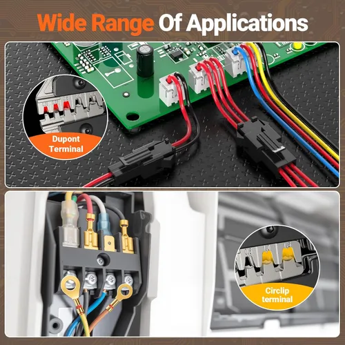Miniatura 7 de Preciva Kit de herramientas de crimpadora de cables 5 en 1, para conectores Dupont y pala AWG 28-16, con 896 terminales