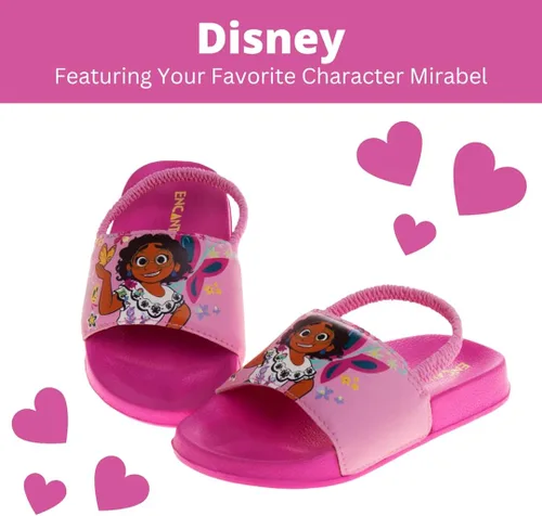 Miniatura 2 de Disney Minnie Mouse, Encanto, Mickey, Lightning McQueen, Frozen Elsa Anna Girl - Sandalias de verano para niños con correa trasera para la playa
