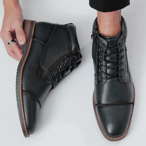 Miniatura 5 de Botas de vestir Oxford de cuero para hombre, botas de tobillo Chukka para negocios, trabajo, diario, zapatos para hombres