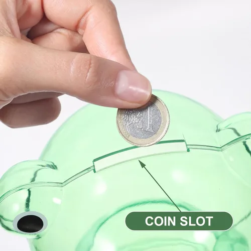 Miniatura 7 de Hucha de rana irrompible de plástico para dinero, caja de ahorro de dinero, caja de ahorro de dinero, adorno de escritorio para niñas, niños