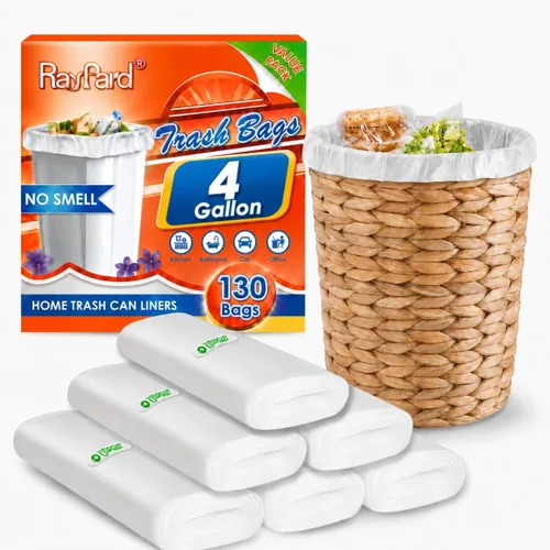 Miniatura 16 de 200 bolsas de basura pequeñas de 2 galones (1.8-2 galones) para cestas de basura de 1.6, 1.8, 2.2 galones, forros fuertes de 6.5 a 7 litros