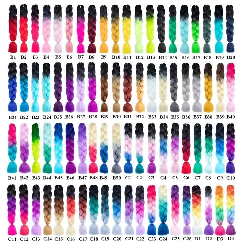 Miniatura 7 de 3 paquetes de extensiones de cabello sintético para trenzar de color negro a azul, tamaño jumbo ombré, de 24 pulgadas o trenzas de ganchillo