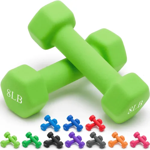 Miniatura 13 de Portzon Mancuernas con Pesos 10 Opciones de Colores Compatibles con Juego de 2 Mancuernas de Neopreno, 1-15 Libras, Antideslizantes, No se Ruedan