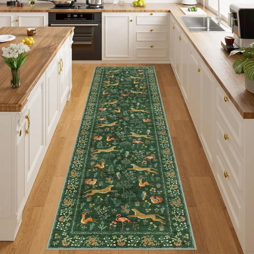 Miniatura 201 de DUKINO Alfombra de área de 6 x 9 pies, alfombra floral para sala de estar, ligera, antideslizante, lavable, alfombra de interior de pelo bajo