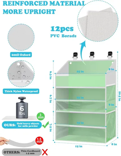 Miniatura 5 de Organizador de pañales colgante PHOTOONE para cuna – Organizador espacioso para guardería de bebé niña/niño para cambiador, corralito/pared – Blanco