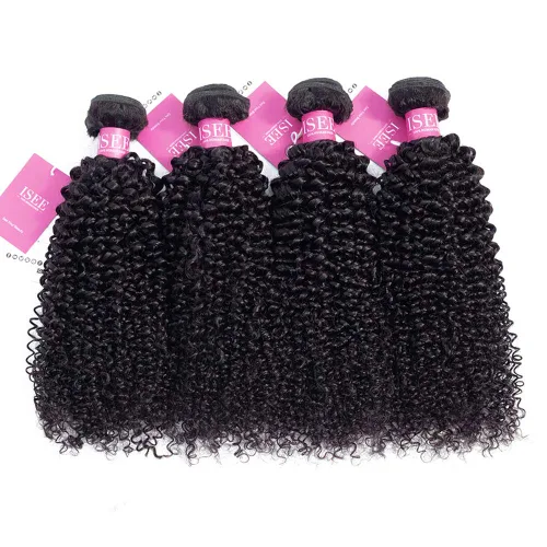 Miniatura 7 de ISEE Hair Extensiones de Cabello Rizado Mongol Grado 9A, Cabello Humano Virgen, Tejido de Cabello de 3 Manojos de Cabello Virgen Rizado, Extensiones