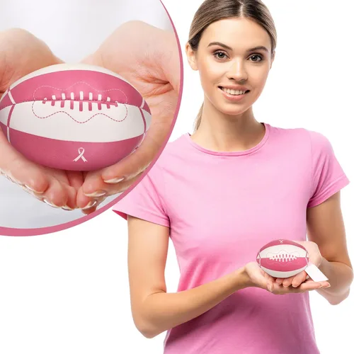 Miniatura 3 de Liliful 24 bolas de estrés para concientización sobre el cáncer de mama, bolas de estrés con cinta rosa para regalos de conciencia de senos, regalos