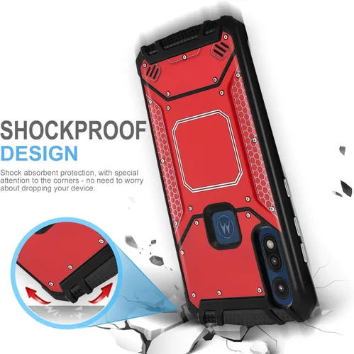 Miniatura 3 de TJS Funda de teléfono compatible con Motorola Moto E 2020, con protector de pantalla de vidrio templado, de aluminio a prueba de golpes, soporte