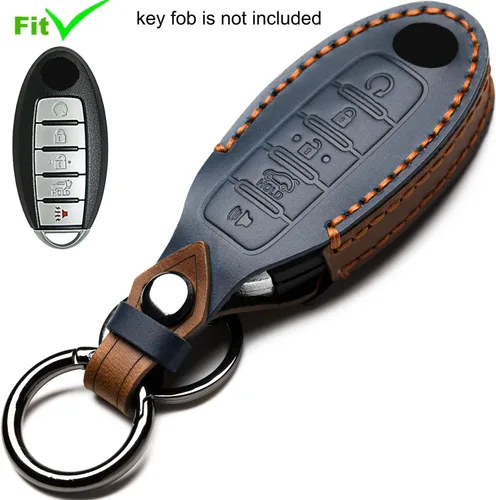 Miniatura 2 de Funda de Llavero de Cuero Compatible con Control Remoto Sin Llave de Nissan para Nissan X-trail Rogue Altima Quest Pathfinder Sentra Patrol Cima C