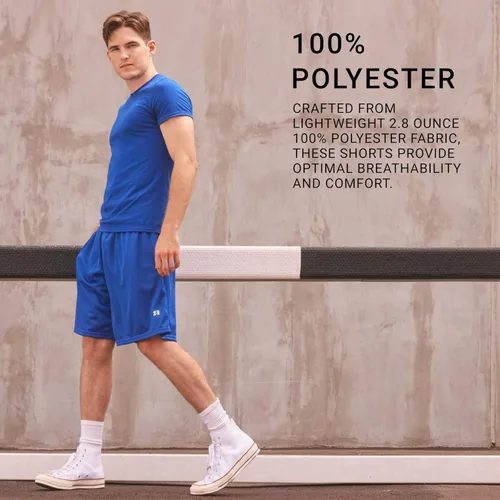 Miniatura 5 de Russell Athletic Pantalones cortos de malla con bolsillos para hombre