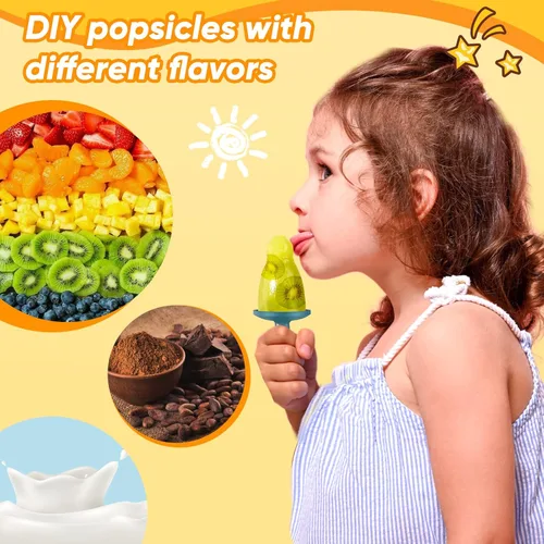 Miniatura 3 de Juego de 4 moldes para paletas caseras de silicona, moldes para helados, de fácil liberación, reutilizables, moldes para hacer bricolaje