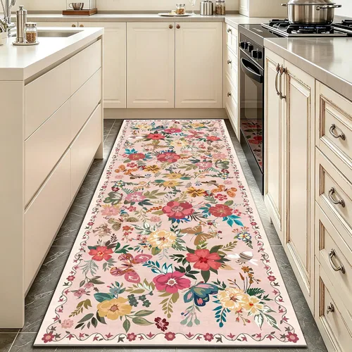 Miniatura 75 de Ukeler - Alfombra rústica con diseño floral para sala, dormitorio, comedor, Country rústico, Azul (luxury blue)