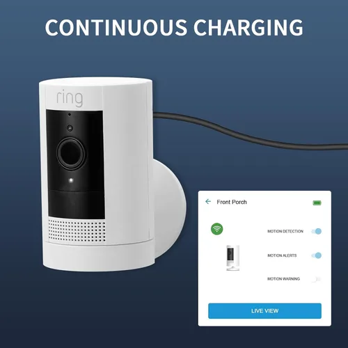 Miniatura 5 de Cables de carga de 30 pies para anillo resistente a la intemperie, cable de carga para interiores y exteriores con adaptador de corriente rápido
