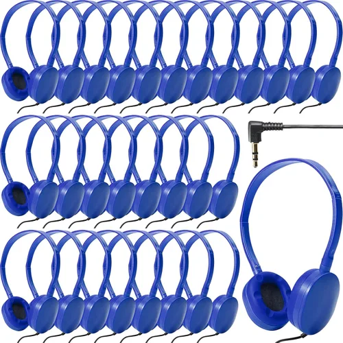 Miniatura 8 de Flutesan Paquete de 30 auriculares con cable, auriculares ajustables en la oreja con estéreo, auriculares para escuelas, laptop, viajes, avión, Negro
