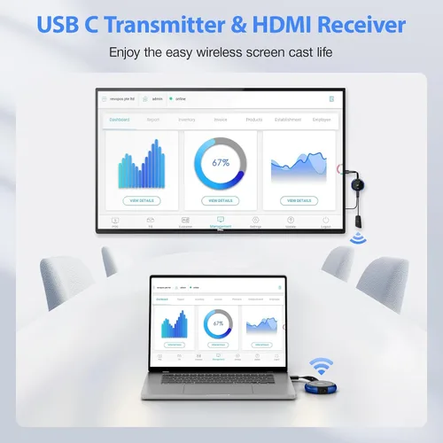 Miniatura 2 de AIMIBO Transmisor inalámbrico USB C y receptor HDMI 4K, 2.4/5G Extensor inalámbrico HDMI 165FT/50M, video y audio emitido desde portátil, MacBook