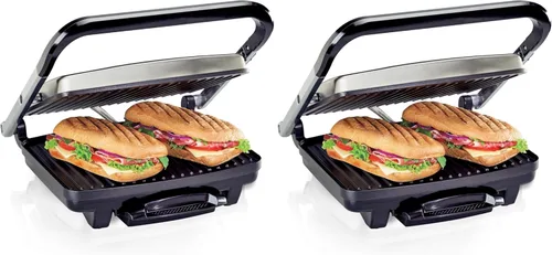 Miniatura 10 de Hamilton Beach Panini Press Sandwichera y Parrilla Eléctrica para Interiores con Tapa con Seguro, se Abre Completamente para Adaptarse a Cualquier