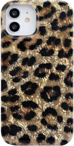 J.west Funda compatible con iPhone 11, funda para iPhone 11, suave y brillante estampado de leopardo perlado con diseño de animales para mujeres y