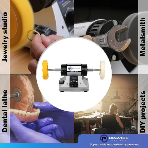 Miniatura 5 de Pulidora de Joyería - Amoladora de Banco Ajustable de Velocidad Variable para Pulir y Buffing, Bufadora Dental y Torno - Incluye 2 Ruedas de Tela, 2
