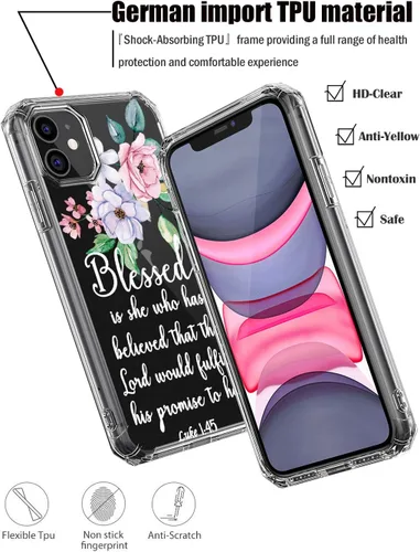 Miniatura 5 de Funda para iPhone 11 Bible Verses Series – Bonita Biblia Versos, citas, flores, diseños florales, inspiradoras, niñas y mujeres, suave protector