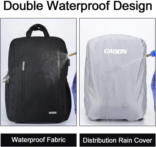 Miniatura 4 de CADeN Mochila para cámara DSLR, impermeable, antirrobo, con compartimento para laptop de 15.6 pulgadas, puerto de carga USB, soporte para trípode