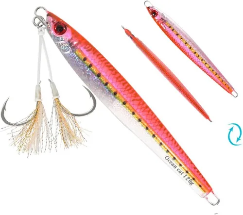 Miniatura 12 de OCEAN CAT Señuelos de pesca con jigging de paso lento, kit de plantillas brillantes para pesca en agua salada con ayuda de anzuelo lento, anzuelo
