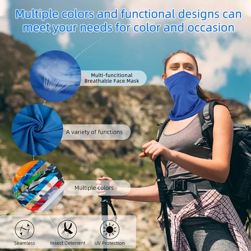 Miniatura 6 de Paquete de 6 cubrebocas con polaina para el cuello: máscaras transpirables de cocodrilo, bufanda, pasamontañas y bandana para la cabeza, protección