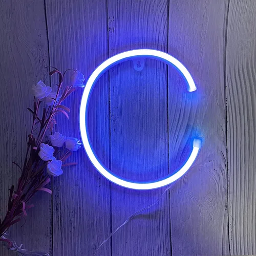 Miniatura 17 de ENUOLI Letreros de neón LED en azul con letras de neón para decoración de pared, luz nocturna, funciona con pilas o USB, letras de neón LED