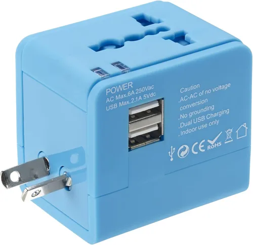 Miniatura 5 de Lewis N. Clark Global Adapter con cargador USB, Azul), EK150BLU