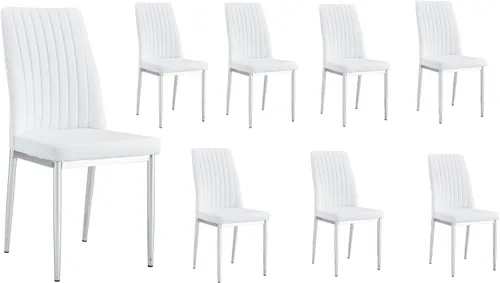 Miniatura 34 de Juego de 4 sillas de comedor modernas, de piel sintética, con patas de metal, para comedor, oficina, sala de espera (juego de 4, color blanco)