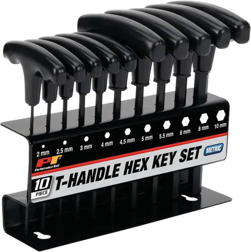 Miniatura 12 de Performance Tool W80274 Juego de 10 piezas de llaves Allen SAE con mango en T, Juego de llaves hexagonales de brazo largo