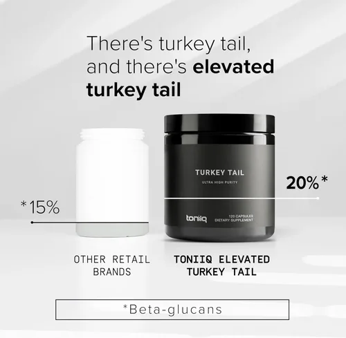 Miniatura 3 de Toniiq Cápsulas de hongos de cola de pavo - Ultra alta potencia con 20% de beta-glucanos - altamente concentradas - Probado en laboratorio