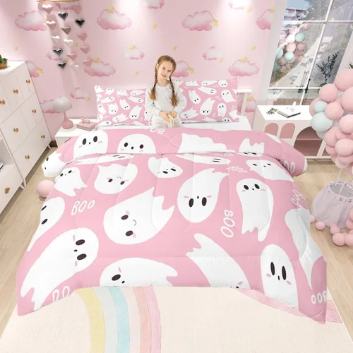 Miniatura 23 de Castle Fairy Juego de edredón de cama con temática de Halloween, tamaño Queen, juego de ropa de cama de microfibra súper suave estilo caricatura