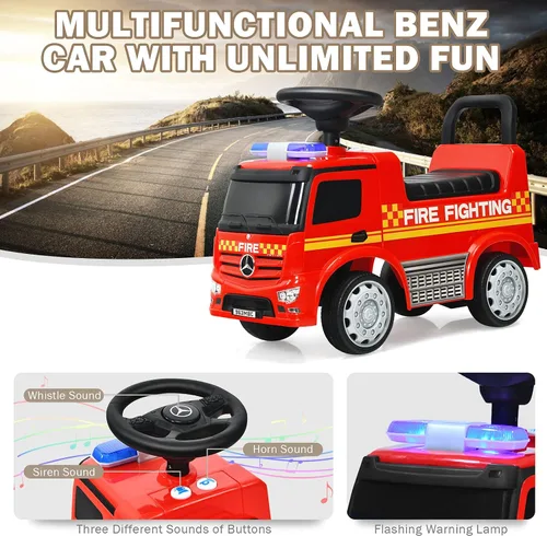 Miniatura 3 de HONEY JOY Coche de Paseo con Fabricador de Burbujas, Coche de Bomberos de Empuje para Niños Pequeños con Bocina, Música, Luces, Almacenamiento Bajo