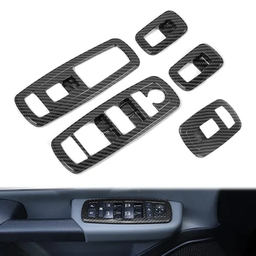 Miniatura 21 de Voodonala Interruptor de elevación de ventana, botón de control de elevalunas eléctrico, embellecedor para Dodge Charger Durango 2011-2025, para RAM