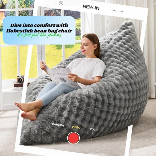 Miniatura 7 de Hobestluk Silla Puf 3 en 1, Sillas Puf Gigantes para Adultos con Cubierta de Burbujas, Cojín de Suelo Convertible con Cubierta Lavable a Máquina