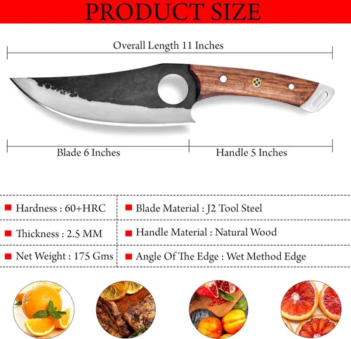Miniatura 2 de KIMPE Cuchillo de chef profesional de 11 pulgadas - Cuchillo de cocina japonés de acero inoxidable, cubiertos multipropósito ultra afilados