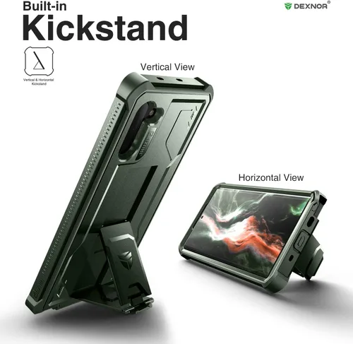 Miniatura 4 de Dexnor Funda para Samsung Galaxy Note 10, [Protector de pantalla y soporte integrados] Protección de grado militar pesado a prueba de golpes