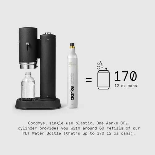 Miniatura 5 de Aarke Carbonator Pro, máquina para agua con gas y carbonatada, acero inoxidable con botella reutilizable de vidrio, volumen 800 ml/27 fl oz