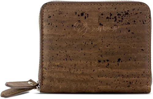 Corkor Cartera cuadrada RFID de corcho, cartera para mujer, bloqueo RFID, piel vegana, libre de crueldad, respetuosa con el medio ambiente, color