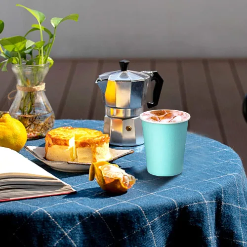 Miniatura 7 de Vasos de papel de 8 onzas, paquete de 150 unidades, tazas de café de papel desechables para bebidas calientes o frías para fiestas, picnic, Azul