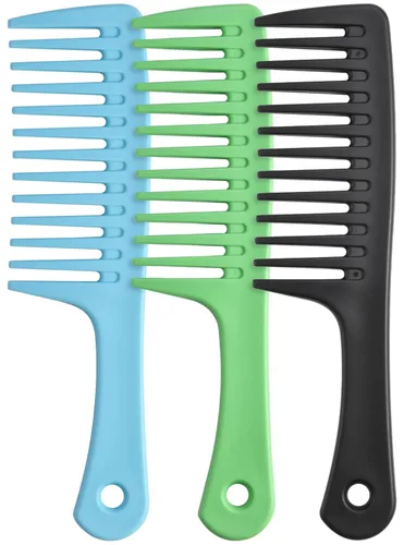 Peine de dientes anchos, peine desenredante grande para mujeres y hombres, cepillo de peinado duradero para tipos de cabello rizado, largo y húmedo,