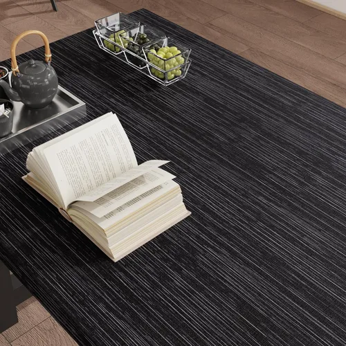 Miniatura 2 de CRE8TIVE Papel Tapiz Negro de Tela de Hierba Despegar y Pegar Texturizado Tela de Lino Tejido Negro Papel de Contacto para Paredes Autoadhesivo