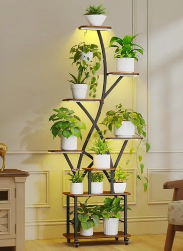 Miniatura 14 de Quikraen Soporte para plantas de interior con luces de cultivo de 64 pulgadas de alto, estante de plantas iluminado en esquina para cultivo