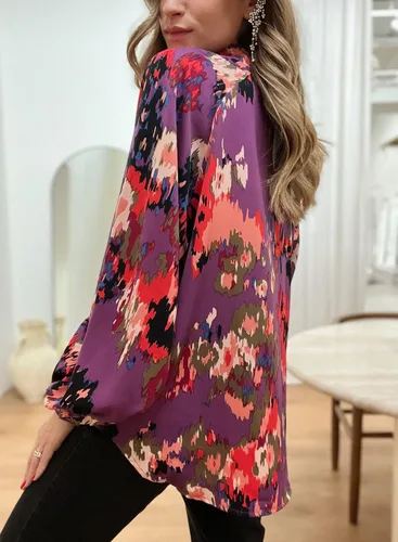 Miniatura 2 de FARYSAYS Blusas sueltas con cuello en V y estampado abstracto para mujer